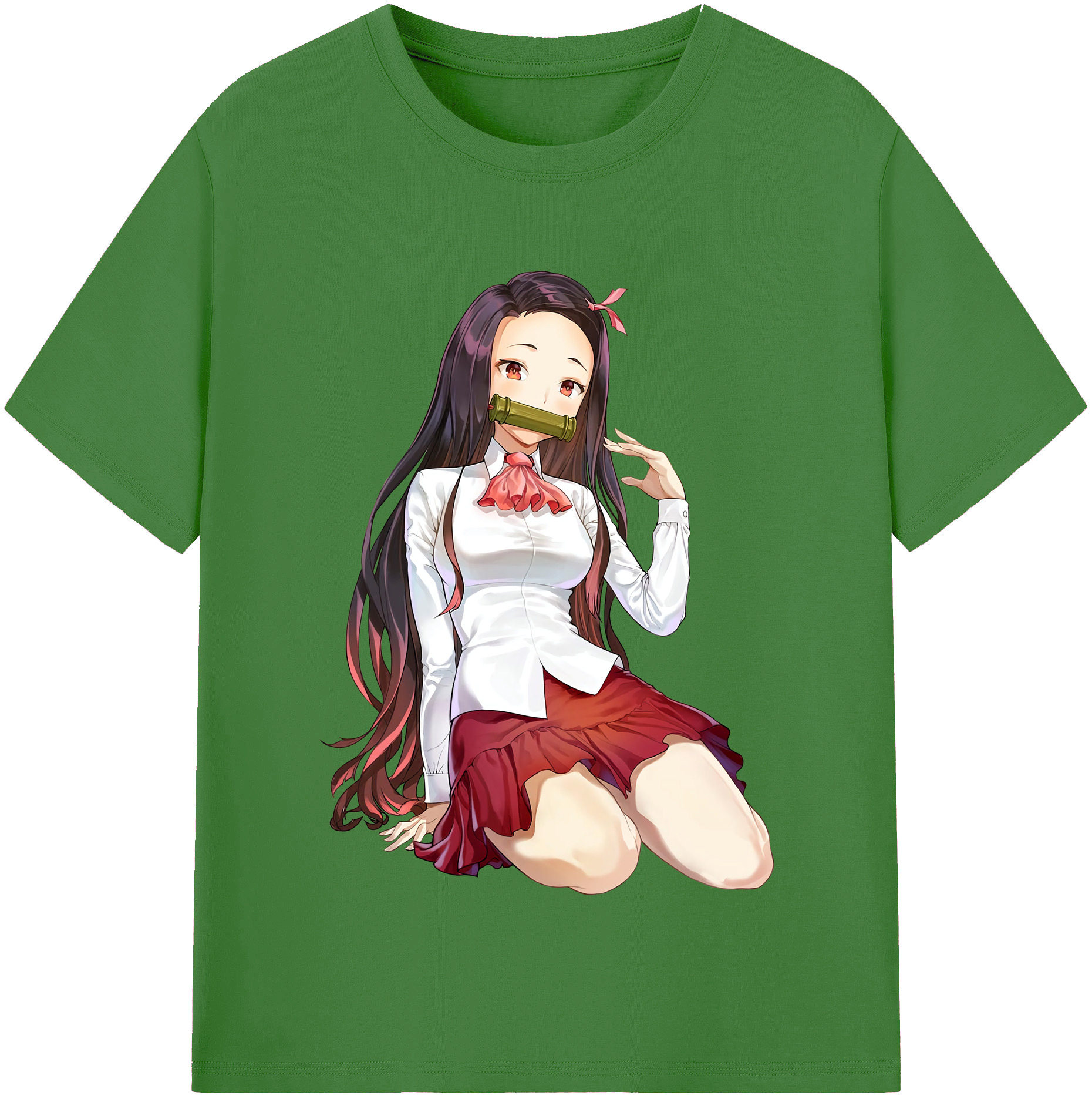 （画像用） 鬼滅の刃（きめつのやいば）竈門 禰󠄀豆子／かまど ねずこ Kamado Nezuko レディースカジュアルプリントTシャツ（綿100％）